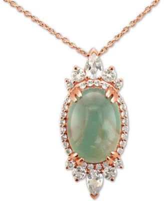 Le Vian - Peacock Aquaprase (14 x 10mm) & Vanilla Topaz (1 ct. t.w.) 18" Pendant Necklace in 14k Rose Gold