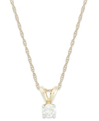 Macy's - Round-Cut Diamond Pendant Necklace in 10k White Gold (1/4 ct. t.w.)