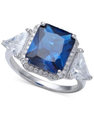 Macy's - Cubic Zirconia Blue Halo Statement Ring in Sterling Silver