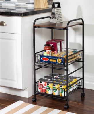 Honey Can Do - 3-Tier Slim Rolling Cart with Metal Basket Drawers