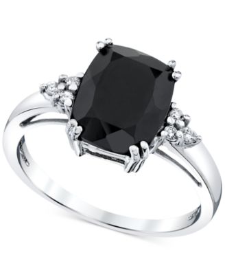 Macy's - Onyx & Diamond Accent Ring in Sterling Silver