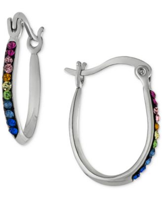 Giani Bernini - Rainbow Crystal Oval Hoop Earrings in Sterling Silver