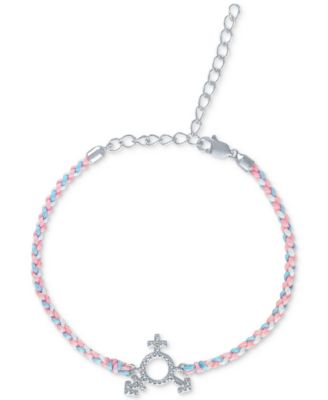 Macy's - Diamond Accent Braided Cord Pride Symbol Bracelet in Sterling Silver