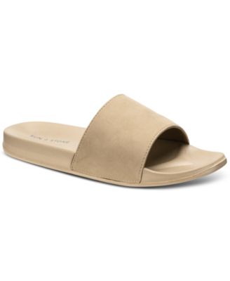 Sun + Stone - Men's Faux-Suede Pool Slide Sandals