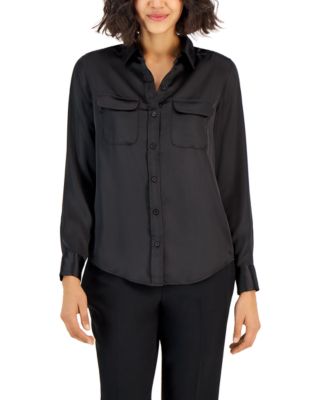 Alfani - Women's Satin Collared Utility Blouse