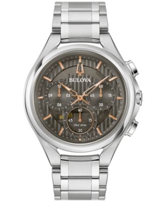 Bulova - Men's Chronograph Curv Stainless Steel Bracelet Watch 44mm
