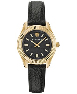 Versace - Women's Swiss Greca Time Black Leather Strap Watch 35mm