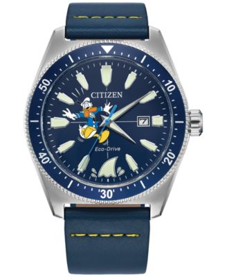 Citizen - Men's Donald Duck Blue Leather Strap Watch 42mm