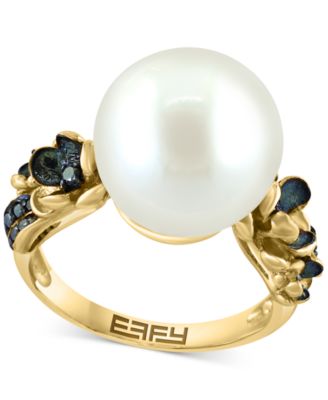 EFFY Collection - Freshwater Pearl (13mm) & Black Diamond (1/10 ct. t.w.) Ring in 14k Gold