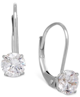 Macy's - Solitaire Cubic Zirconia Hoop Earrings in 14k Yellow, White, and Rose Gold