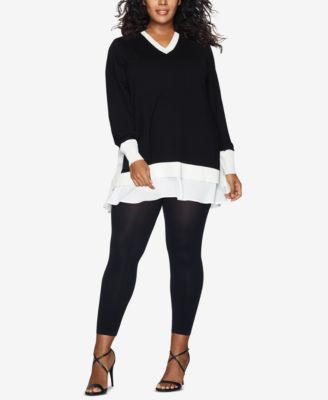 Hanes - Curves Plus Size Blackout Footless Tights