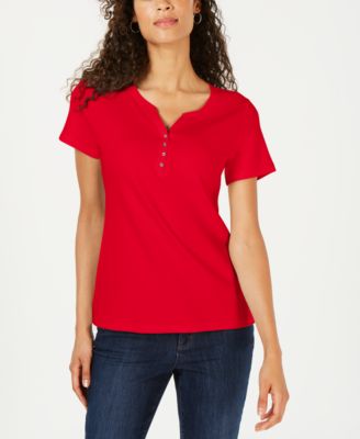Karen Scott - Petite Cotton Henley Top