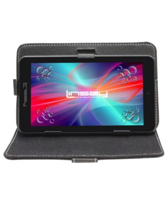 LINSAY - 7" New Quad Core Tablet Bundle with Leather Case Android 10 Dual Camera