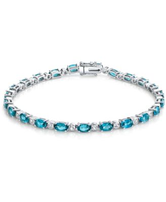 Macy's - Blue Topaz (8 ct. t.w) & White Topaz (7/8 ct. t.w.) Tennis Bracelet in Sterling Silver (Also Available In Aquamarine, Opal and Peridot)