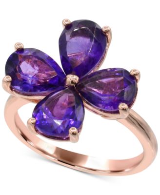 Macy's - Amethyst Flower Statement Ring (3-1/20 ct. t.w.) in 14K Rose Gold-Plated Sterling Silver