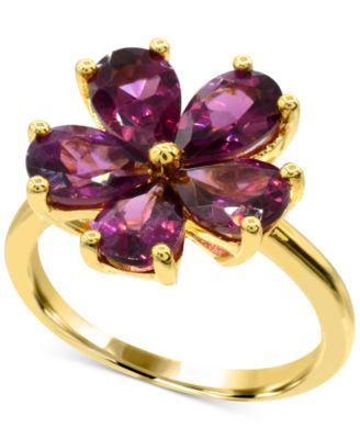 Macy's - Rhodolite Garnet Flower Statement Ring (3-3/4 ct. t.w.) in 14k Gold-Plated Sterling Silver