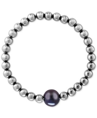 EFFY Collection - Men's Black Freshwater Pearl (11mm) & Hematite Stretch Bracelet (Also in White Freshwater Pearl)