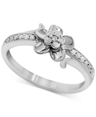 Macy's - Diamond Flower Ring (1/10 ct. t.w.) in Sterling Silver