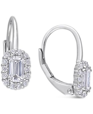 Macy's - Lab-Created Moissanite Leverback Earrings (4/5 ct. t.w.) in Sterling Silver