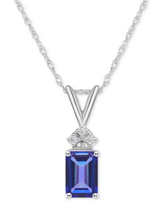 Macy's - Tanzanite (1 ct. t.w.) & Diamond Accent 18" Pendant Necklace in 14k Gold