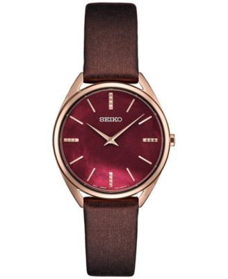 Seiko - Women's Essentials Brown Leather Strap Watch 32mm