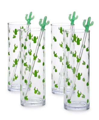 The Cellar - Southwest Cactus Tom Collins & Stirrers, Set of 4