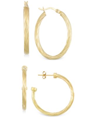 Macy's - Set of Two Rope Hoop Earrings in 14k Gold Vermeil