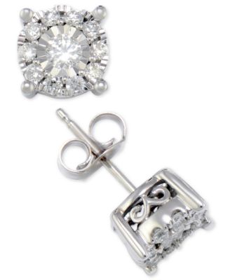 Macy's - Diamond Halo Stud Earrings (1/2 ct. t.w.) in 14k White Gold, 14k Yellow Gold or 14k Rose Gold