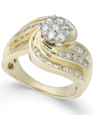 Macy's - Diamond Swirl Cluster Ring (1-1/4 ct. t.w.) in 14k Gold