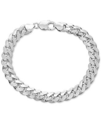 Italian Gold - Men's Cuban Link Chain Bracelet in Sterling Silver