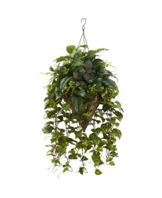 Nearly Natural - Vining Mixed Greens w/ Cone Hanging Basket
