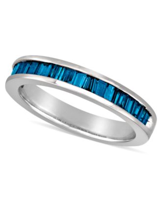 Macy's - Sterling Silver Ring, Blue Diamond Baguette Ring (1 ct. t.w.)