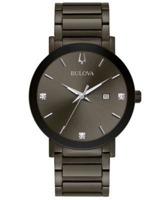 Bulova - Men's Millennia Diamond-Accent Gray Stainless Steel Bracelet Watch 42mm