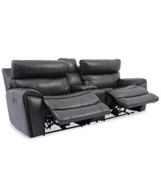 Furniture - Hutchenson 3-Pc. Leather Sectional with 2 Power Recliners, Power Headrests, and Console