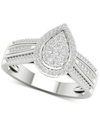 Macy's - Diamond Teardrop Cluster Statement Ring (1/2 ct. t.w.) in Sterling Silver