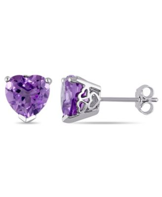 Macy's - Amethyst (3 1/3 ct. t.w.) Heart Stud Earrings in Sterling Silver