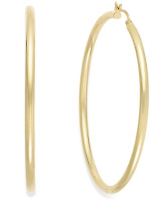 Macy's - 14k Gold Over Silver or 14k White Gold Over Silver Earrings, Round Hoop Earrings