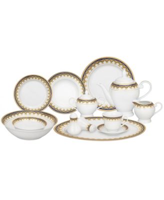 Lorren Home Trends - Iris 57-Pc. Dinnerware Set, Service for 8 & Serving Pieces