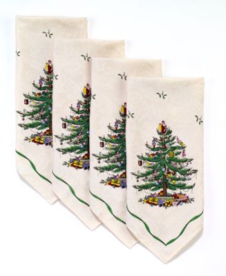 Spode - Christmas Tree Ivory/Green 4pc Napkins