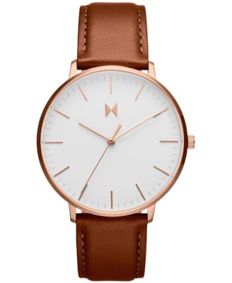 MVMT - Men's Legacy Slim Brown Leather Strap Watch 42mm