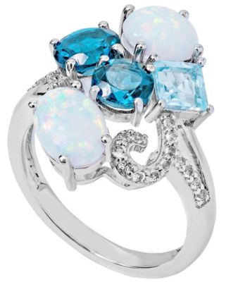 Macy's - Lab-Created Opal (1-1/3 ct. t.w) & Multicolor Topaz (2-1/2 ct. t.w) Ring in Sterling Silver