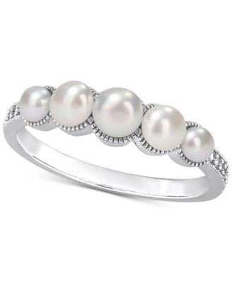 Macy's - Cultured Freshwater Pearl (3-4-1/2mm) & Diamond Accent Ring in 14k White Gold