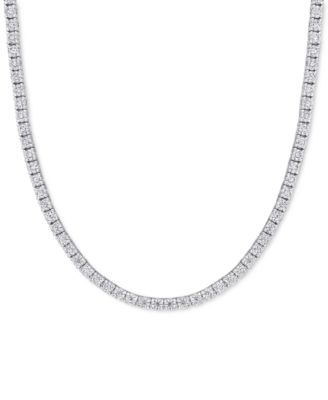 Macy's - Lab-Created Moissanite 17" Tennis Necklace (12-1/2 ct. t.w.) in Sterling Silver