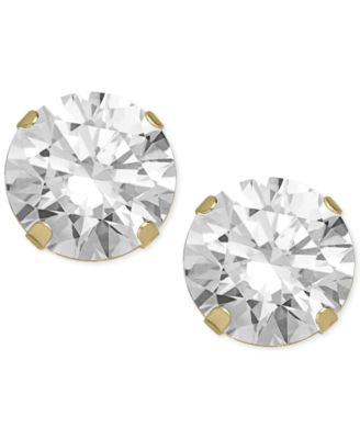 Macy's - Cubic Zirconia Round Stud Earrings in 14k Gold or 14k White Gold