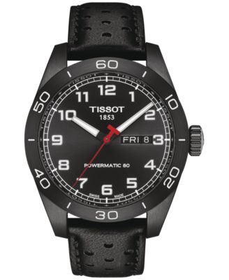 Tissot - Men's PRS 516 Powermatic 80 Automatic Black Leather Strap Watch 42mm