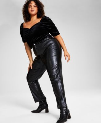 And Now This - Trendy Plus Size Faux-Leather Pants