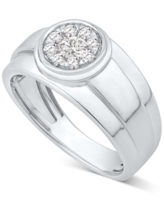Macy's - Men's Diamond Cluster Band (1/2 ct. t.w.) in 10k White Gold