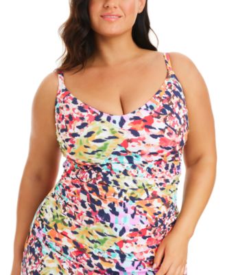 Bleu by Rod Beattie - Plus Size Party Animal-Print Scoop-Neck Tankini Top
