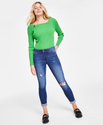 Tommy Hilfiger - Women's Waverly Distressed Cuffed Skinny Jeans