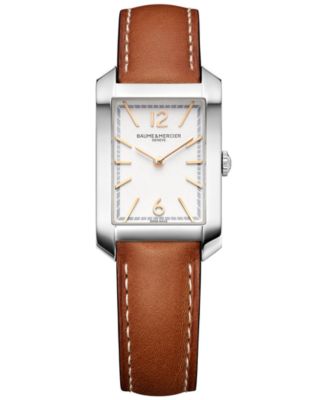 Baume & Mercier - Women's Swiss Hampton Brown Leather Strap Watch 22x35mm